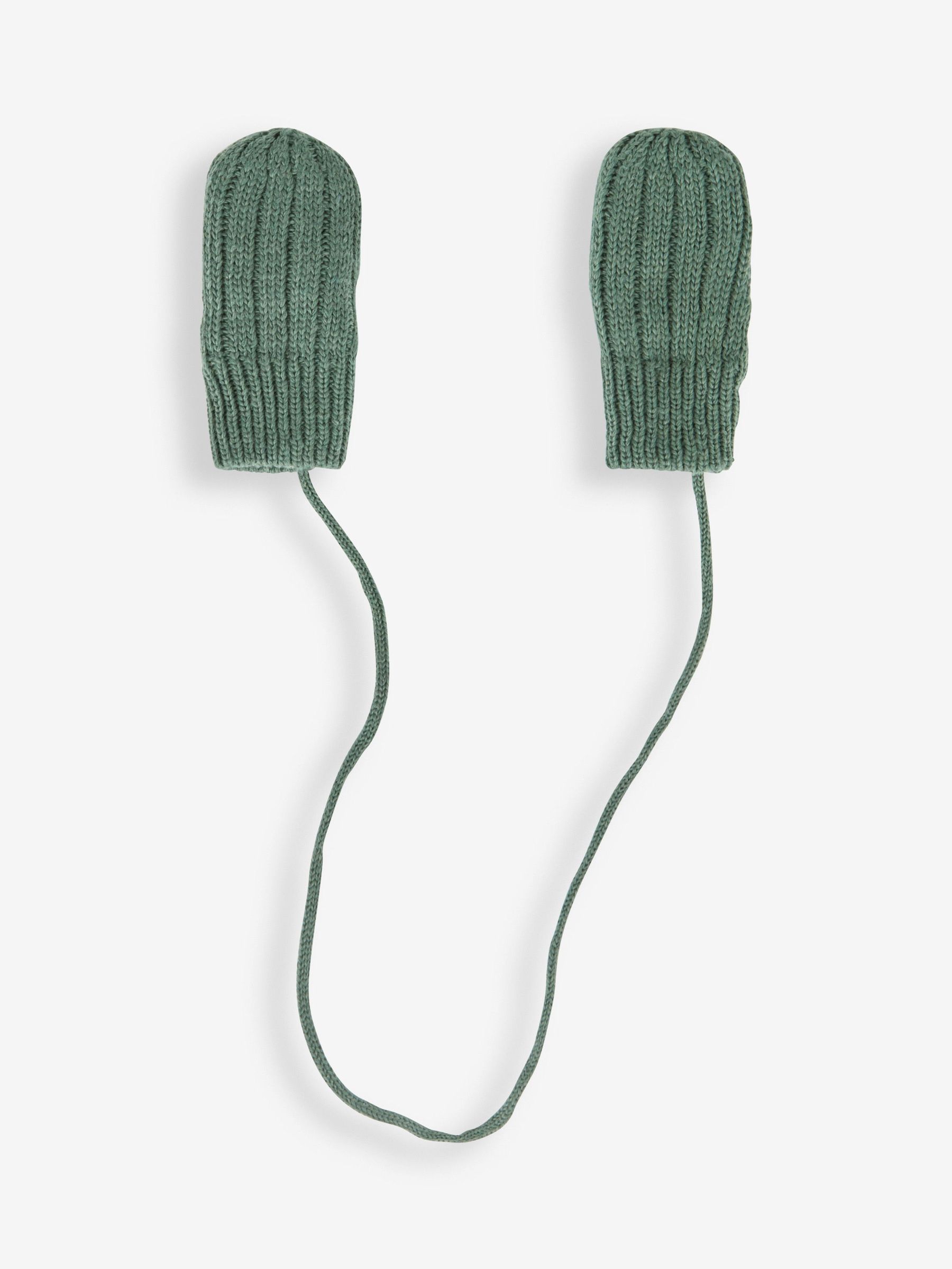 Khaki Green Mittens with String (946212) | $6