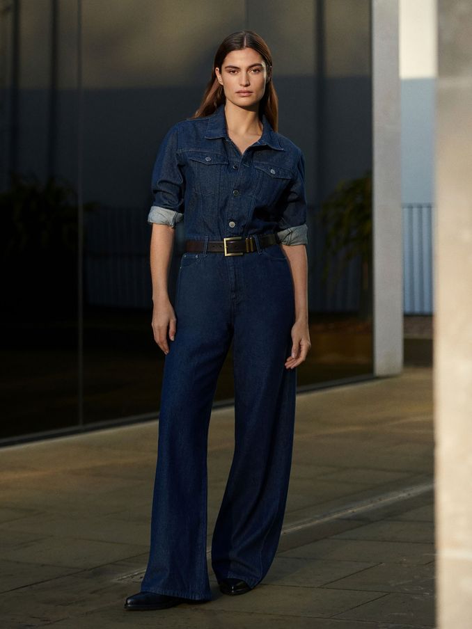 Ruimvallende denim jumpsuit in indigo (947320) | € 101