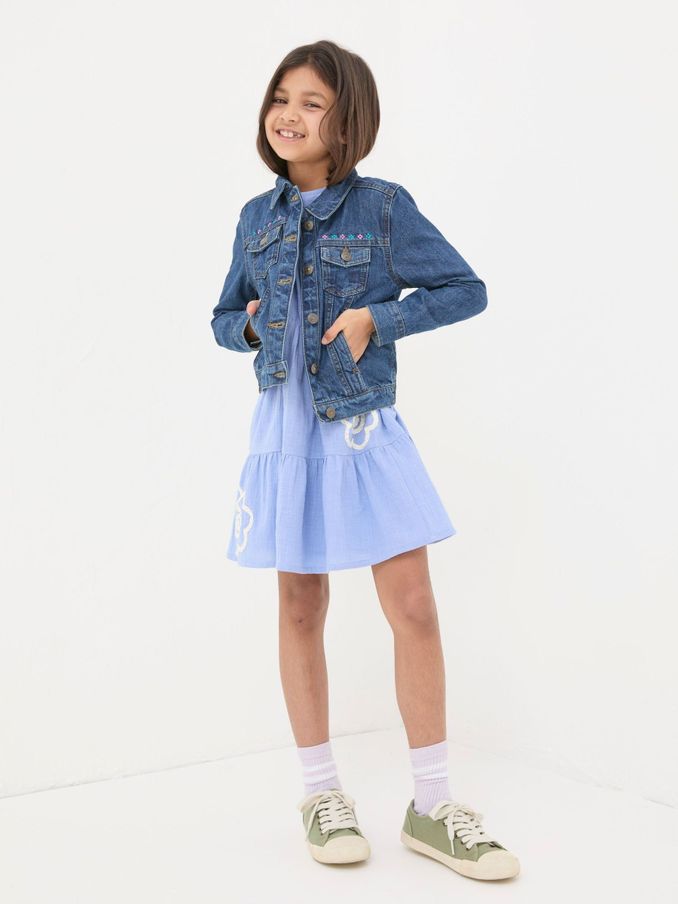 Blue Embroidered Denim Jacket (951938) | $26