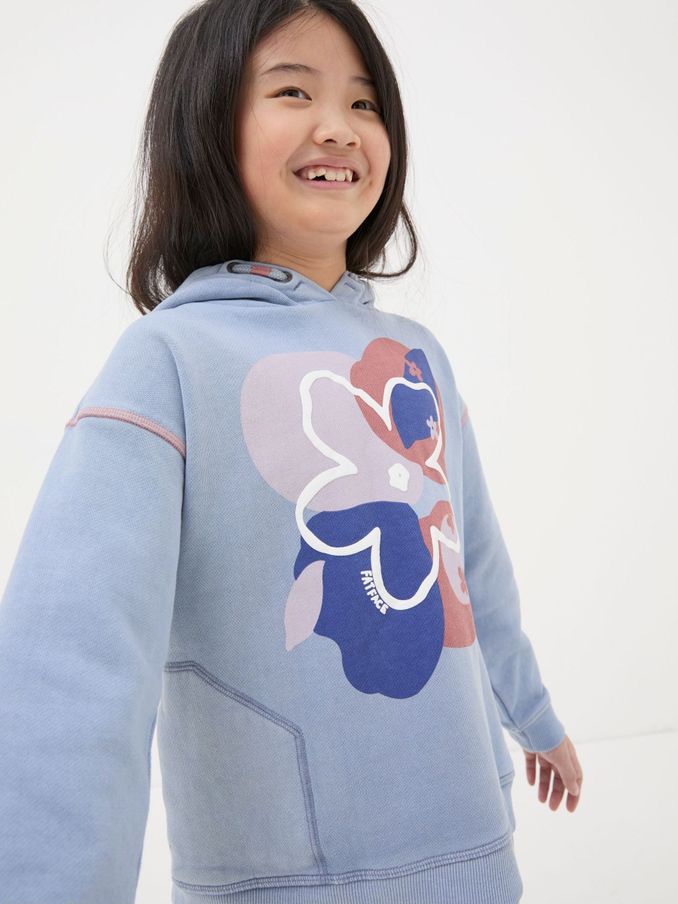 Blue Abstract Floral Popover Hoodie (952665) | $20