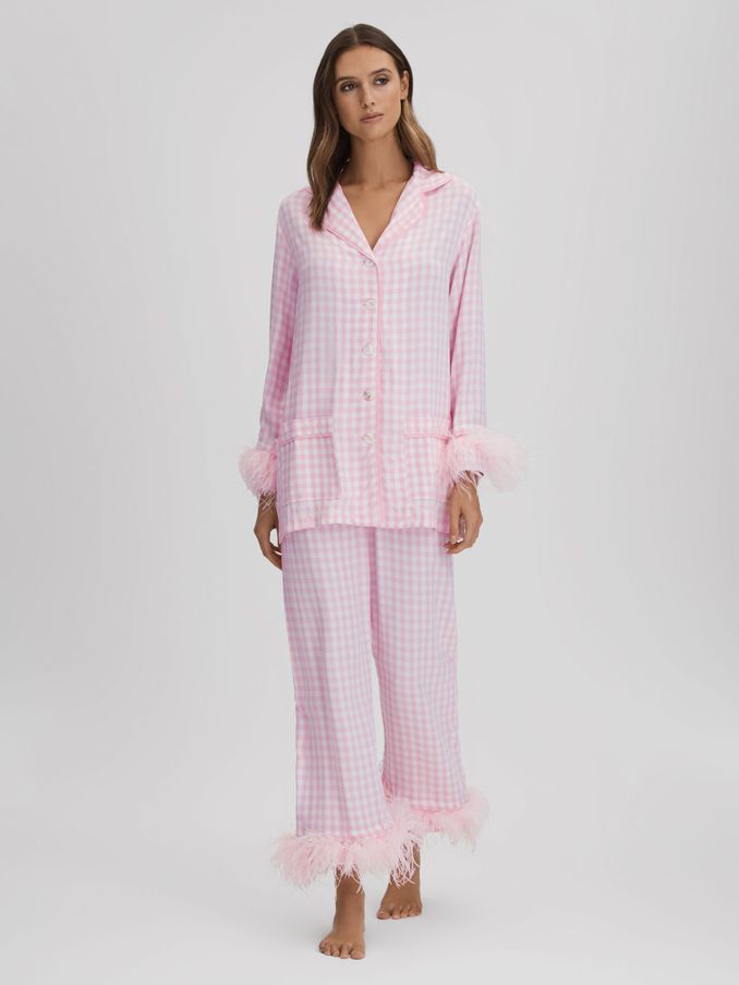 Sleeper Detachable Feather Pyjama Set in Pink/White (960054) | €242