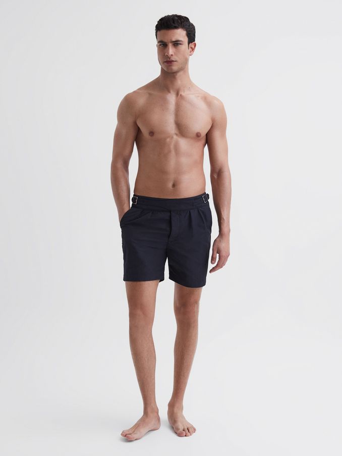 Hemingsworth Front Pleat Swim Shorts in Navy (960110) | US$155