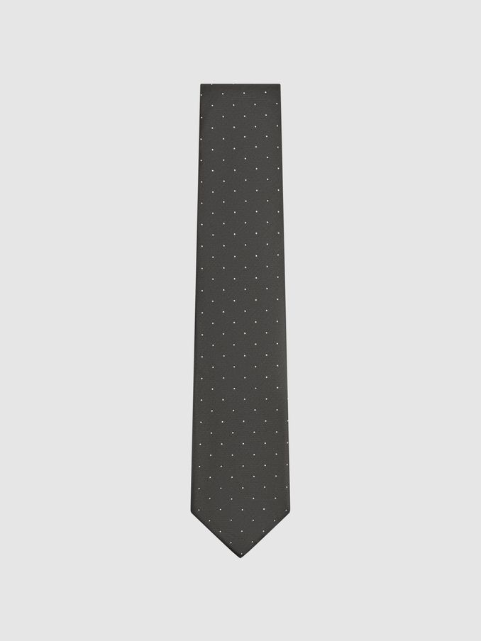 Polka Dot Silk Tie in Charcoal (962484) | €26