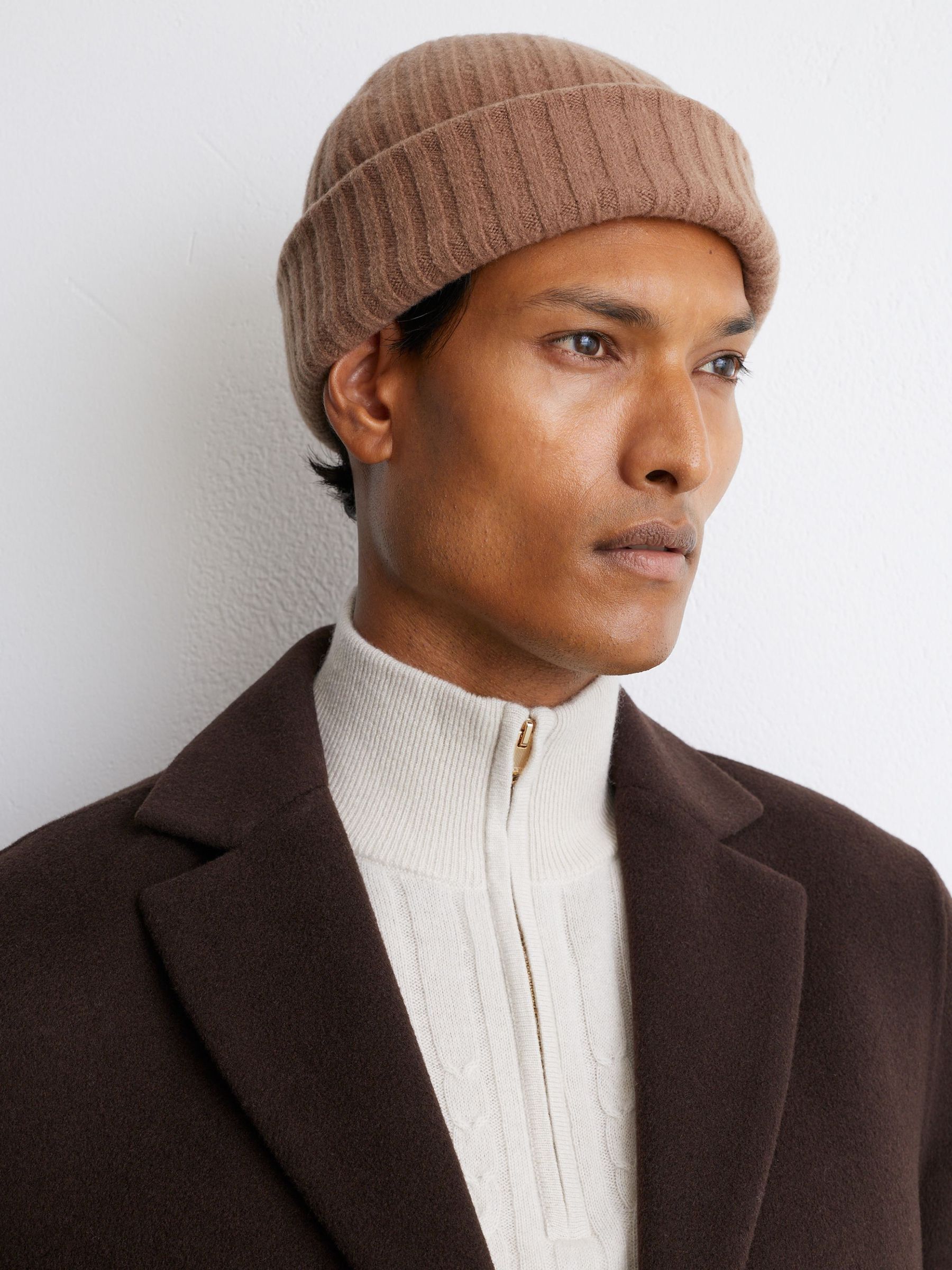 Kamel - Regular Merino Wool-blend Wide-rib Beanie