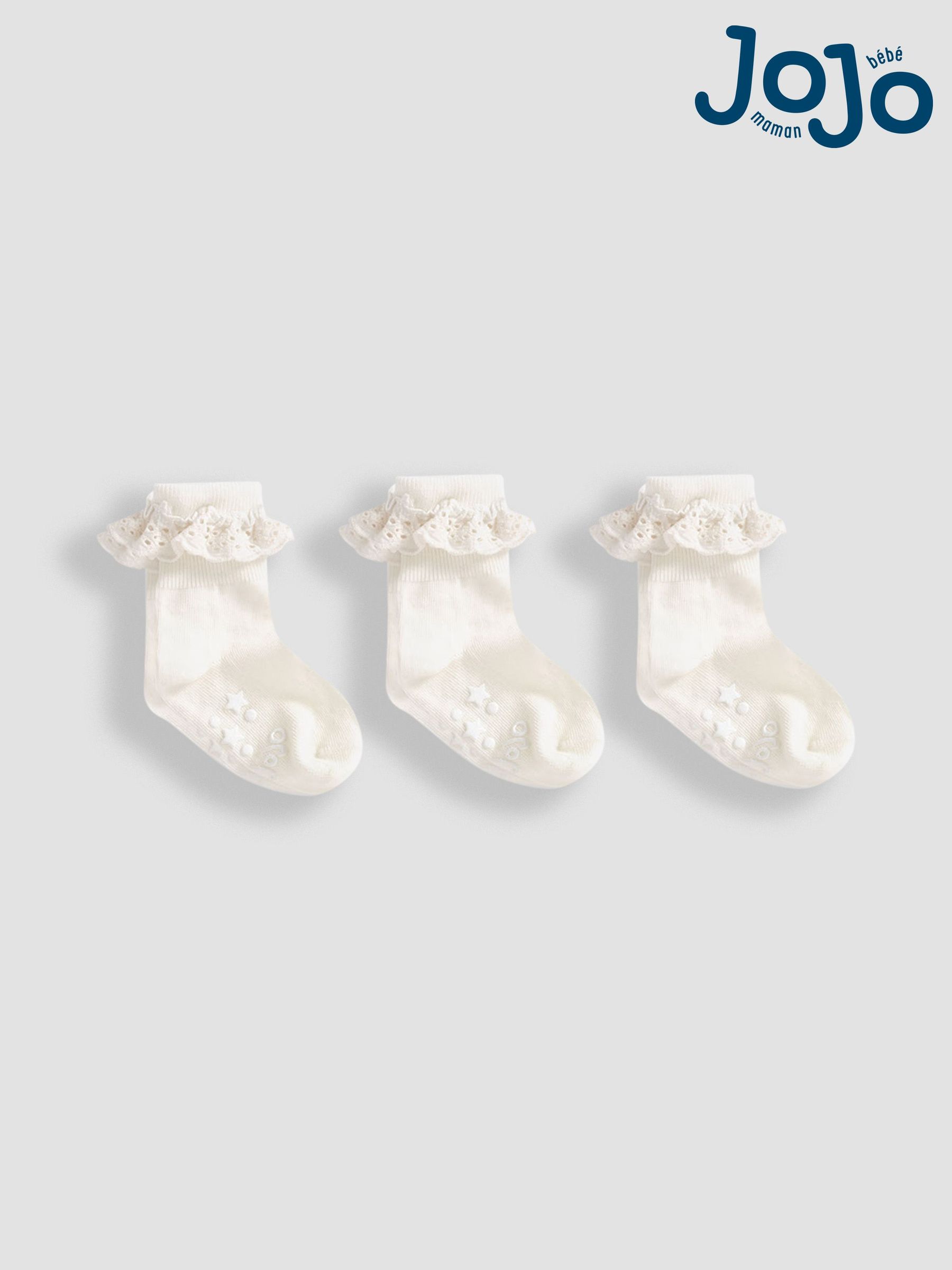 Cream 3-Pack Frilly Socks (970843) | $16