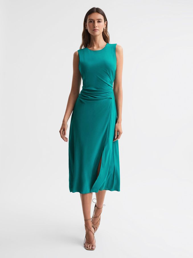 Bodycon Ruched Midi Dress in Green (971391) | US$99