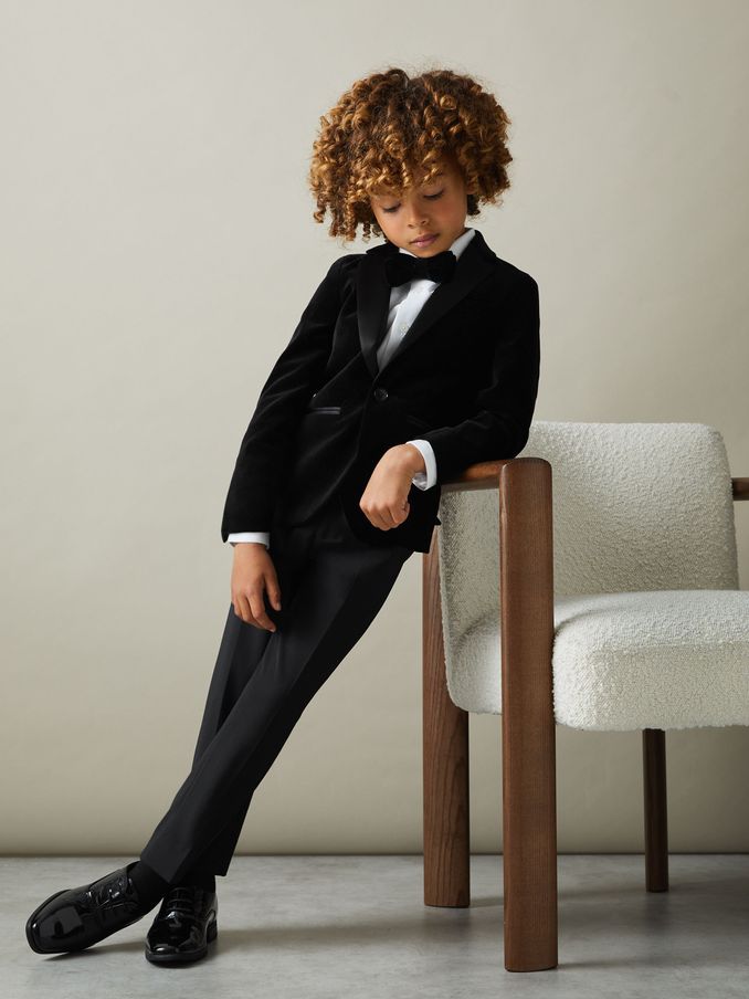 3-9 yrs Single Breasted Velvet Blazer in Black (975241) | €145