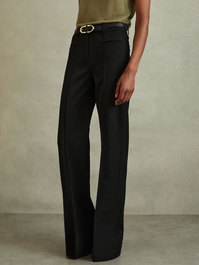 Petite High Rise Flared Trousers in Black (976602) | €220