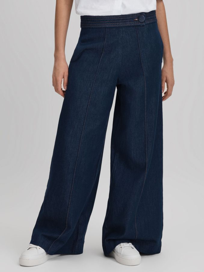 Belted Wide Leg Jeans in Dark Blue (980196) | €93