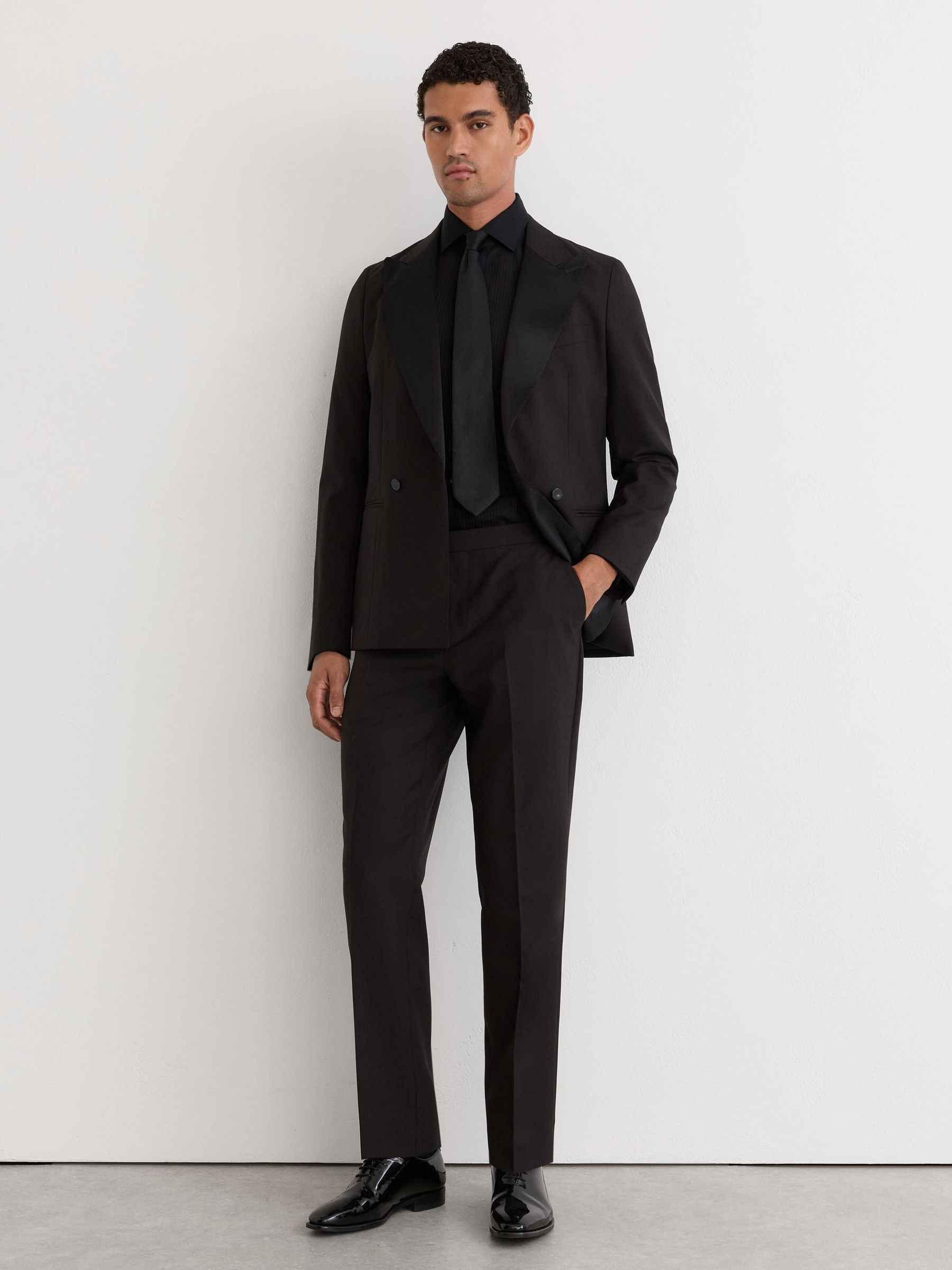 Brown - Regular Wool Classic-fit Tuxedo Suit Trousers