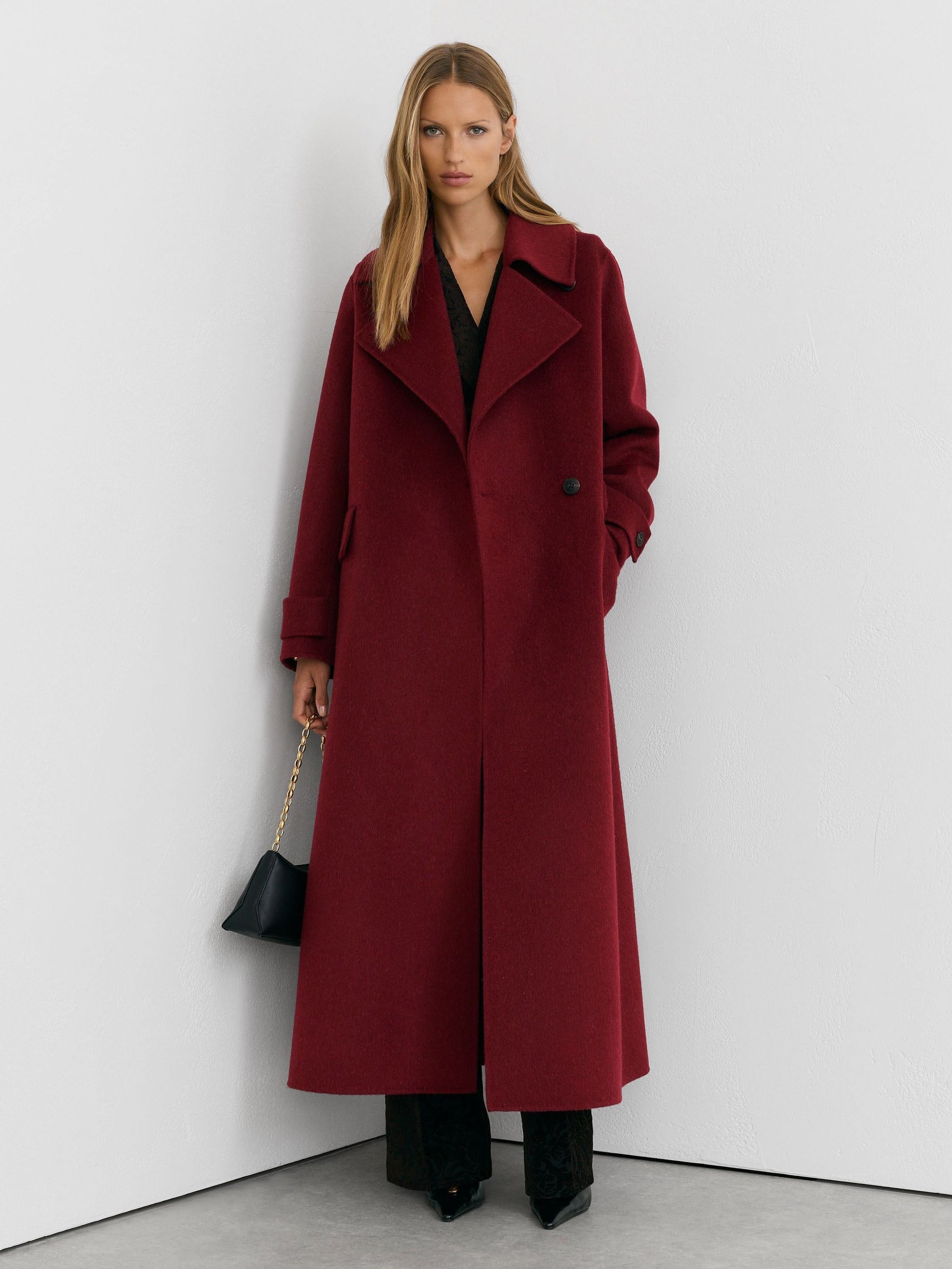 Red - Wool-blend Blindseam Long Coat