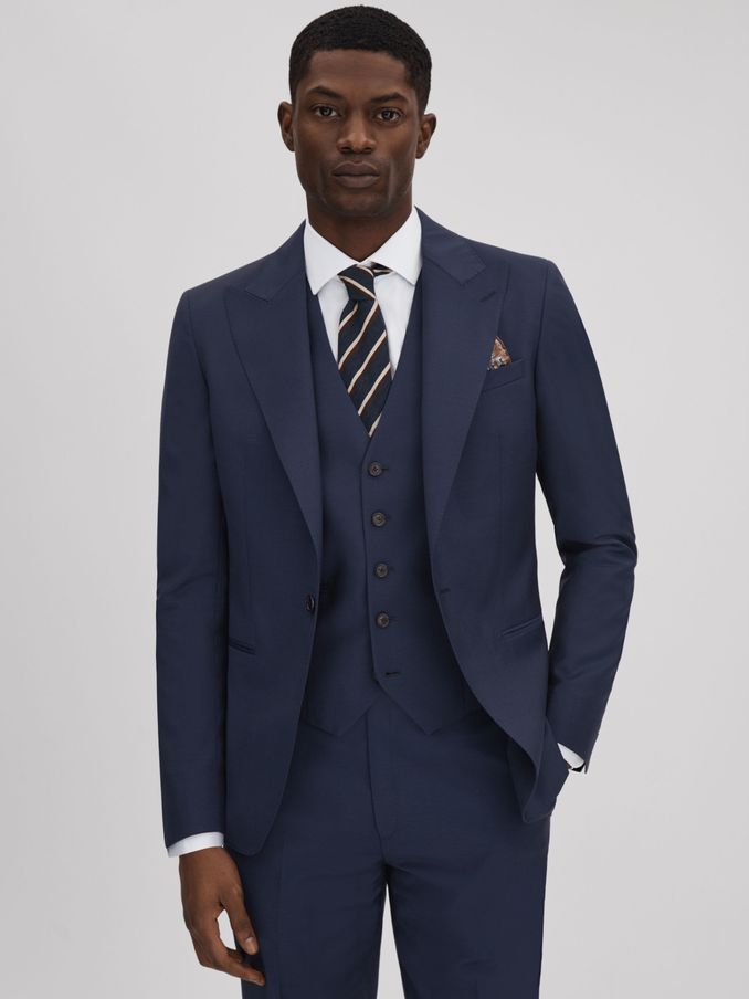 Destiny Navy Wool Single Breasted Regular Fit Blazer (990407) | US$157