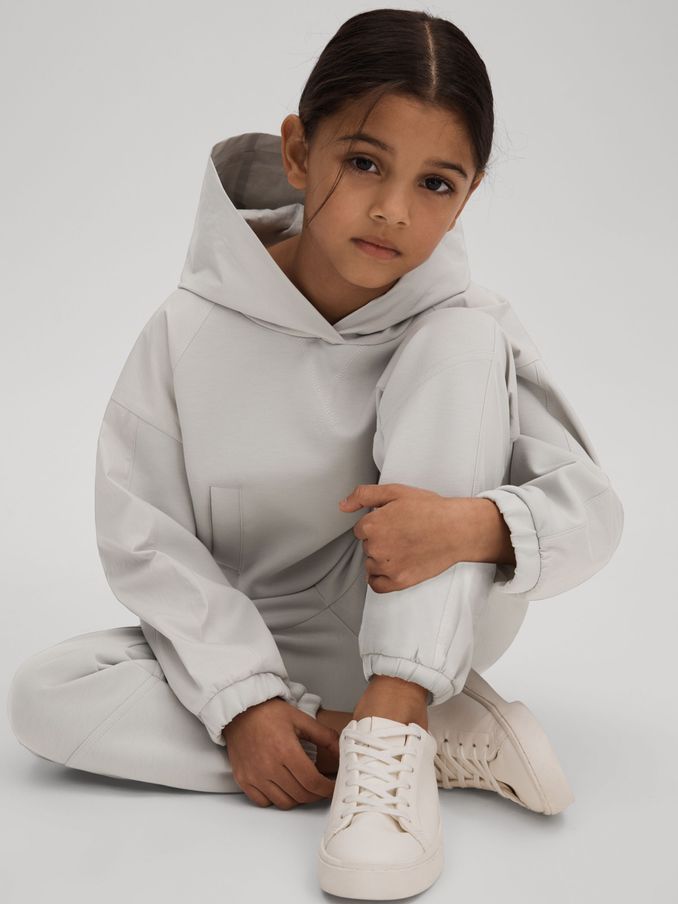 9-13 yrs Hybrid Jersey Elasticated Hoodie in Grey (990711) | US$44