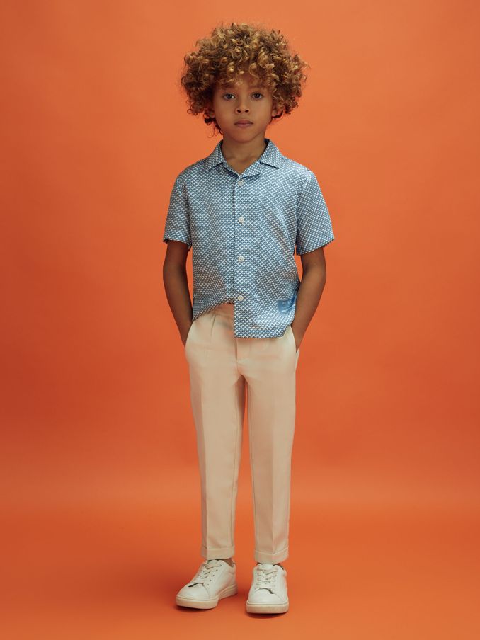 Junior Cuban Collar Shirt in Airforce Blue (991910) | US$28