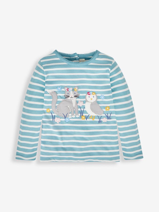 Duck Egg Girls' Owl & Cat Appliqué Top (996595) | $16