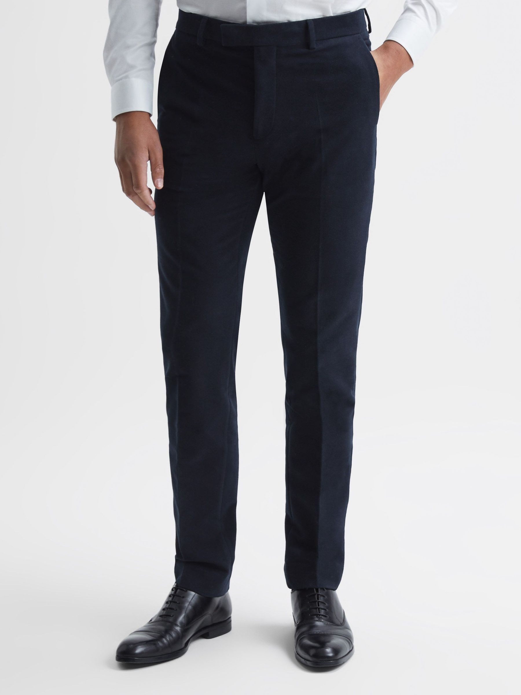 Slim Fit Moleskin Trousers in Navy (A10228) | €98