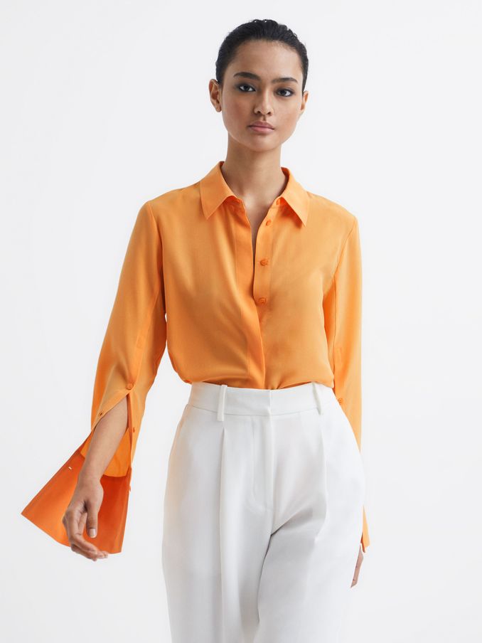Silk Shirt in Orange (A11802) | €84