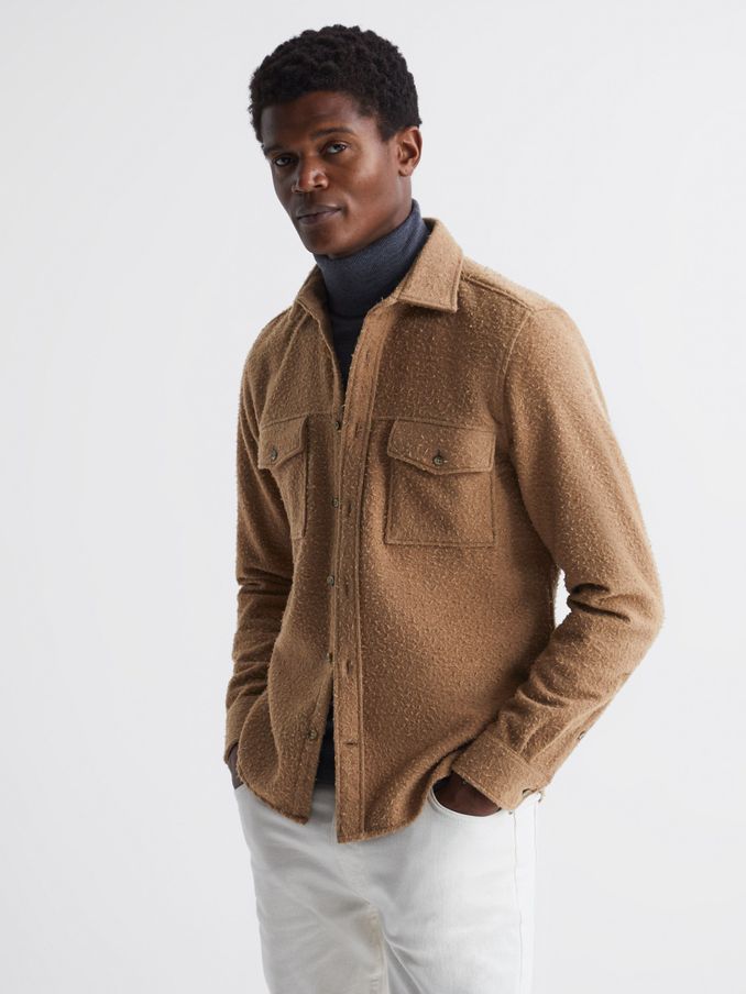 Casentino Twin Pocket Overshirt in Camel (A11839) | ₪243