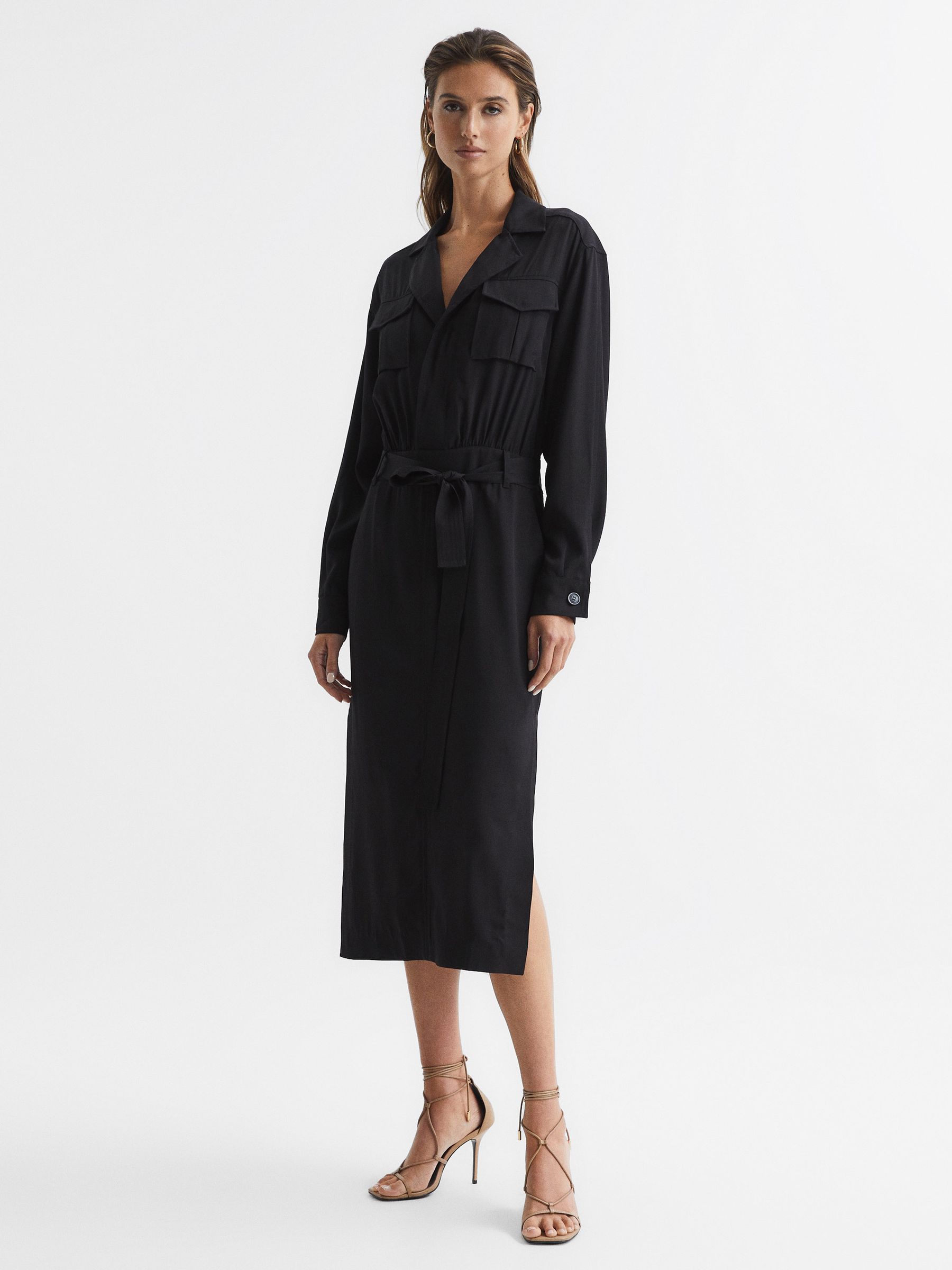 Safari Midi Dress in Black (A11844) | $395