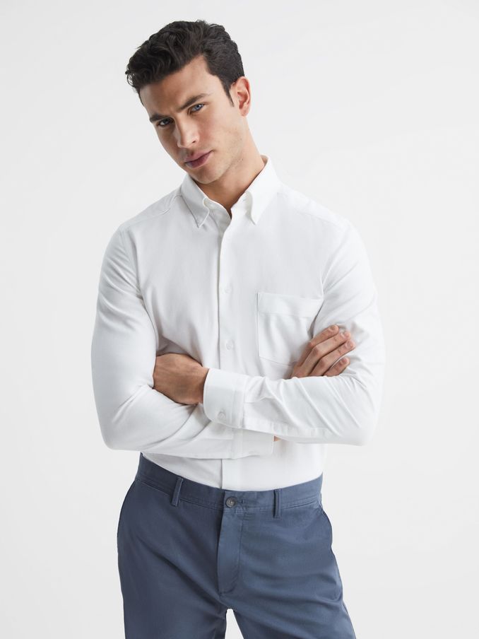 Soft Wash Button Down Oxford Shirt in White (A31004) | €95