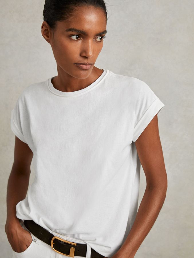 Cotton-Jersey Crew Neck T-Shirt in White (A34570) | €50