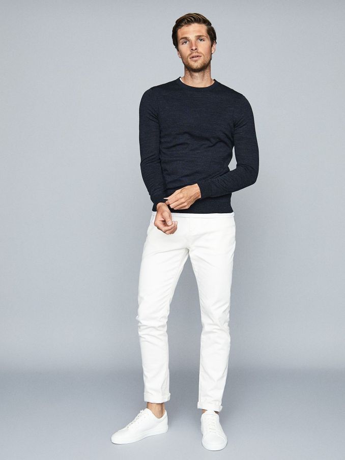 Merino Wool Jumper in Indigo Mouline (A75546) | 262 QAR