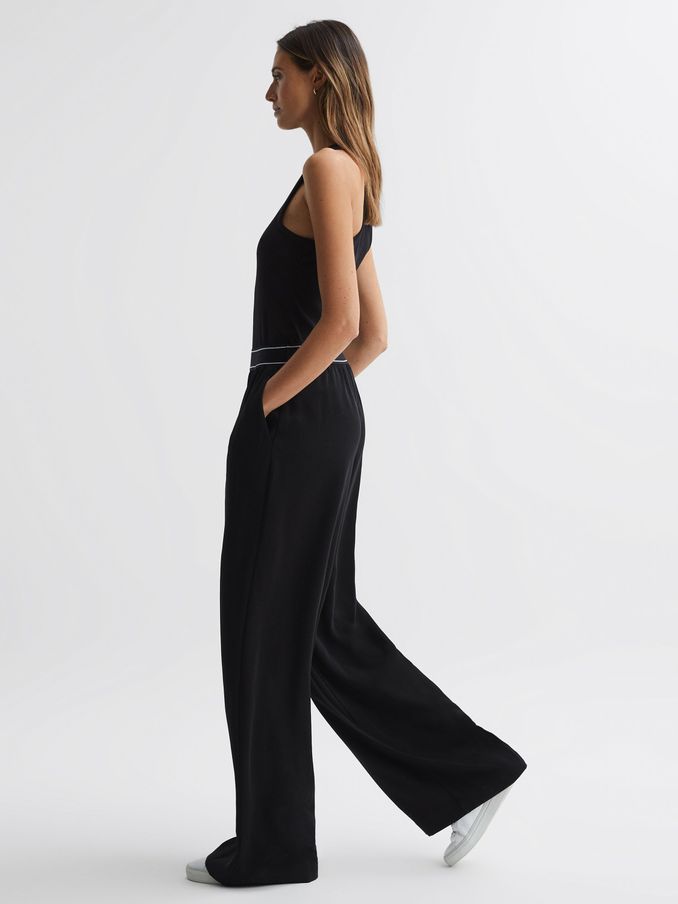 Petite Wide Leg Elasticated Trousers in Black (A82461) | US$127