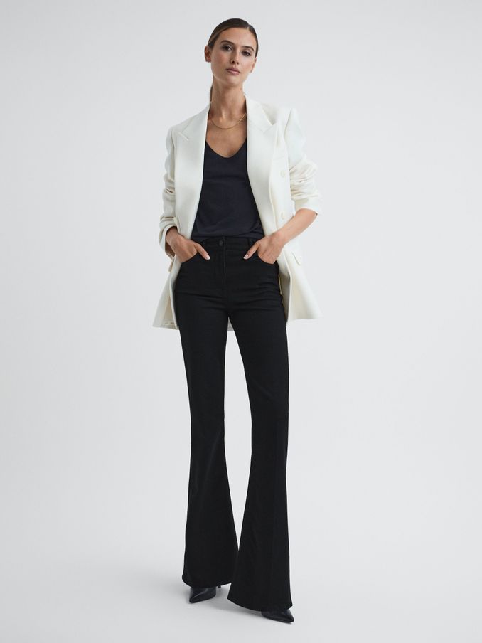High Rise Skinny Flared Jeans in Black (A85488) | $83