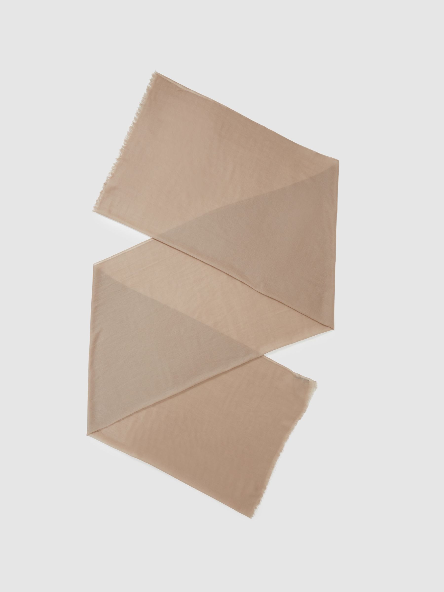 Wool-Cashmere Lightweight Scarf in Biscuit (A91930) | CA$190