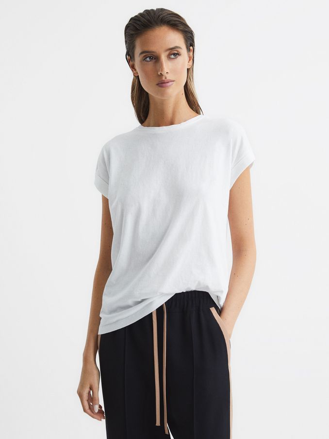 Cotton-Jersey Crew Neck T-Shirt in White (A91950) | €50
