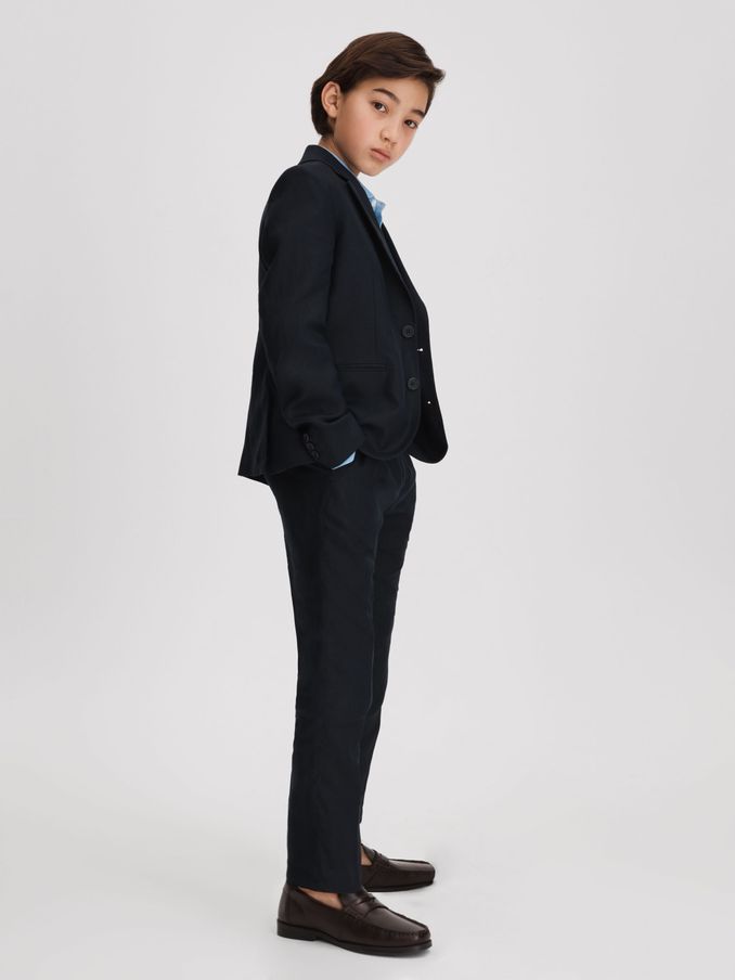 3-9 yrs Slim Fit Single Breasted Linen Blazer in Navy (A95764) | €78