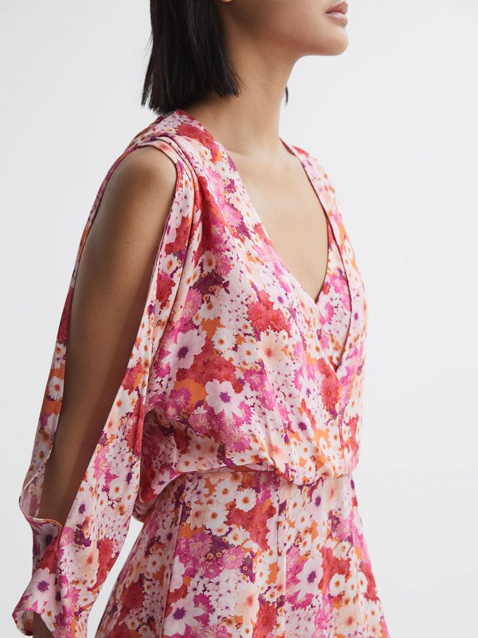Open Back Split Sleeve Mini Dress in Pink (A96981) | €86