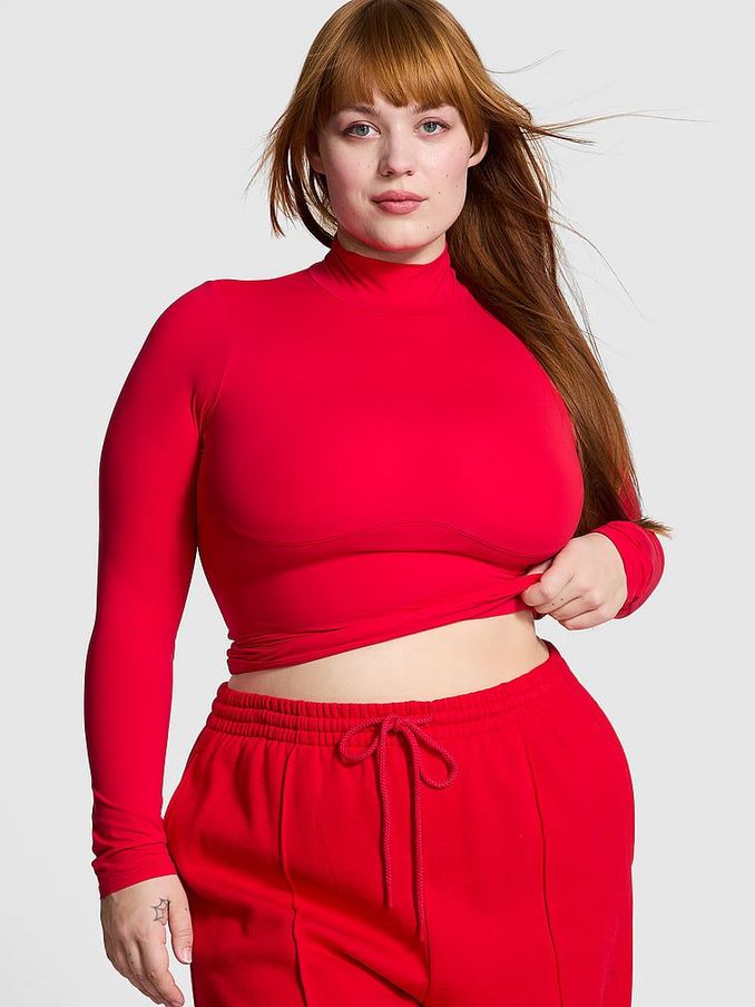 Red Pepper Mock Neck Soft Stretch T-Shirt (AA0273) | €19