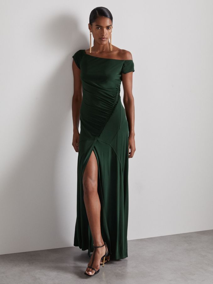 Atelier Gathered Crepe-Jersey Maxi Dress in Green (AA1956) | US$345