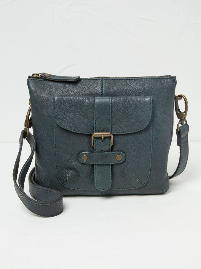 Libby Teal Blue Buckle Crossbody Bag (AA2195) | $100
