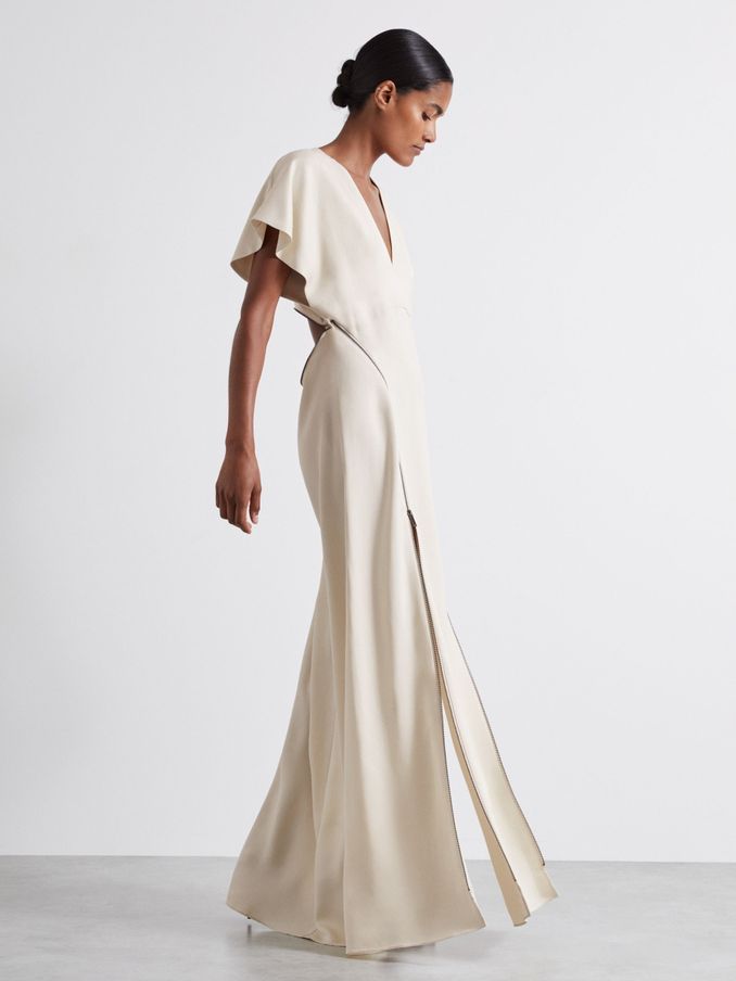 Atelier Zipped Maxi Dress with Virgin Wool in Ivory (AA3629) | US$270