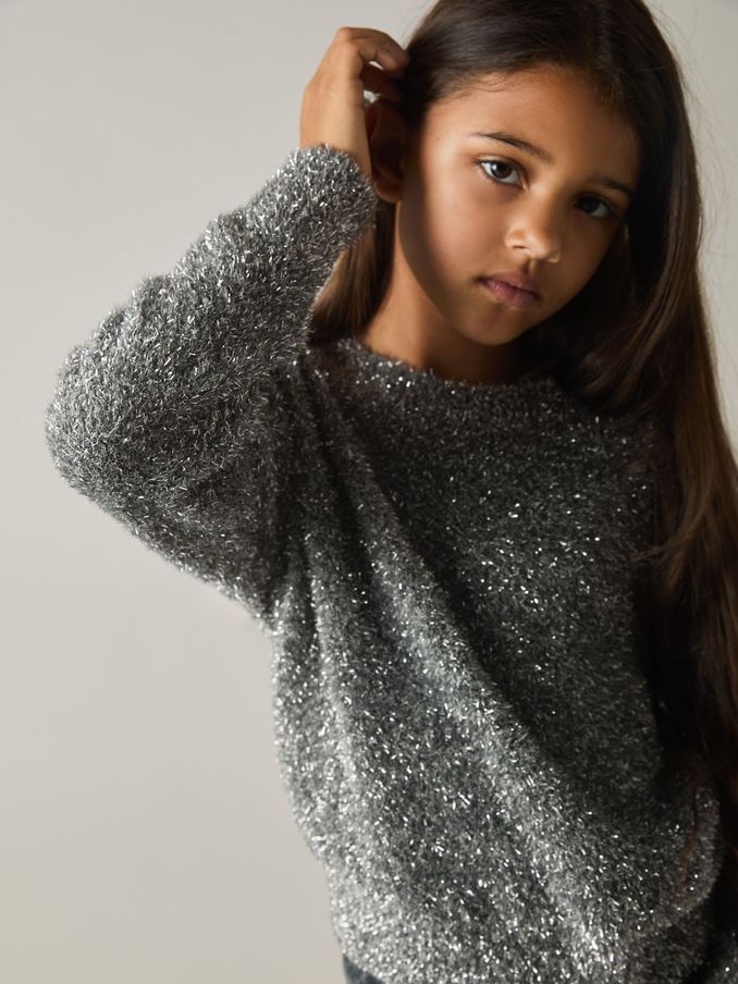 4-9 yrs Tinsel-Yarn Jumper in Silver (AA3636) | €36
