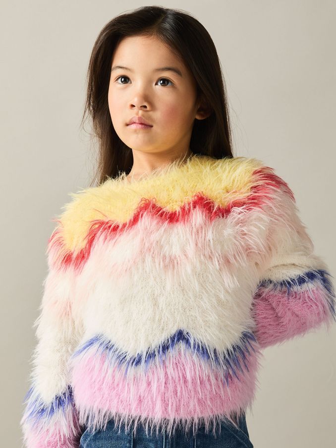 9-13 yrs Fluffy Jumper in Multi (AA3654) | €34