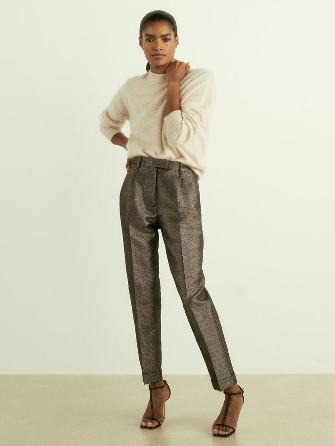 Sparkle Tapered Trousers in Dark Gold (AA3687) | US$83