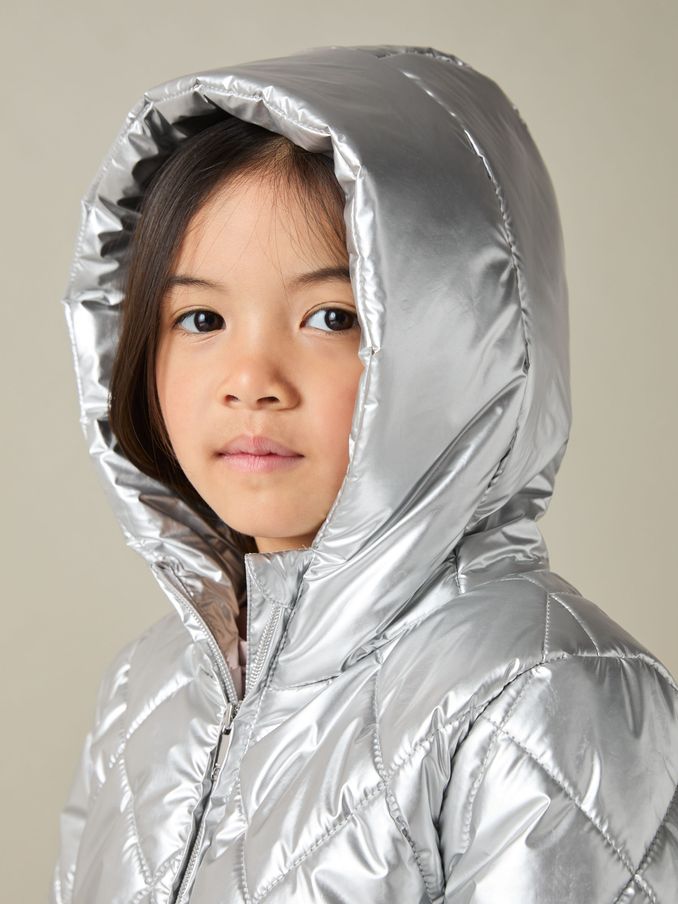 9-13 yrs Quilted Metallic Coat in Silver (AA3748) | €46