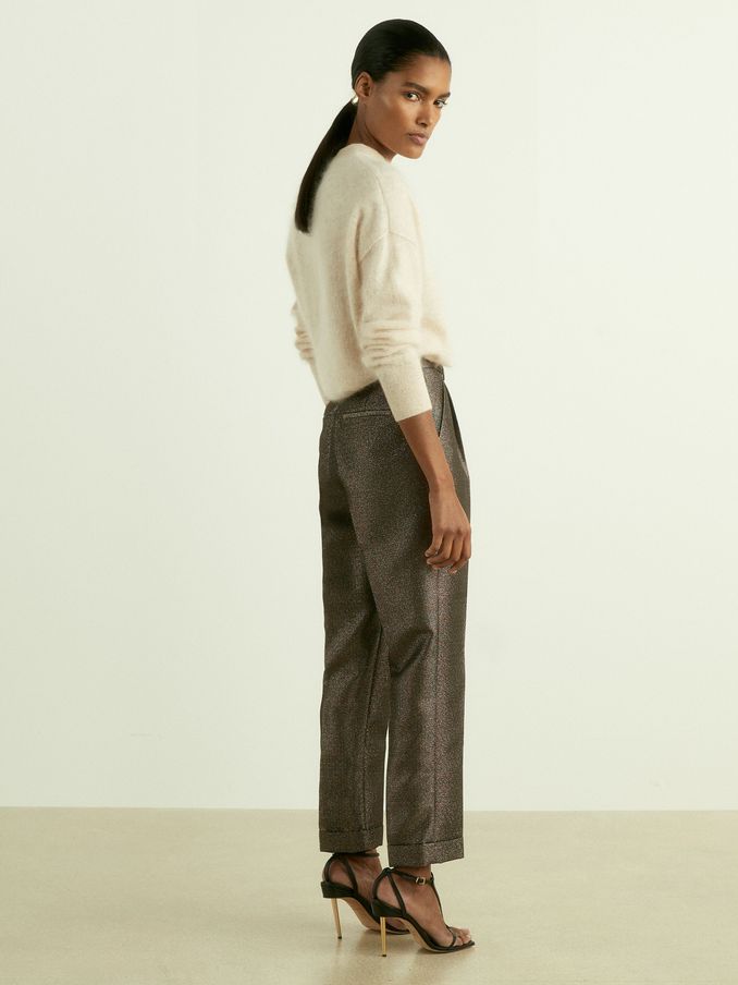 Petite Sparkle Tapered Trousers in Dark Gold (AA3752) | US$95