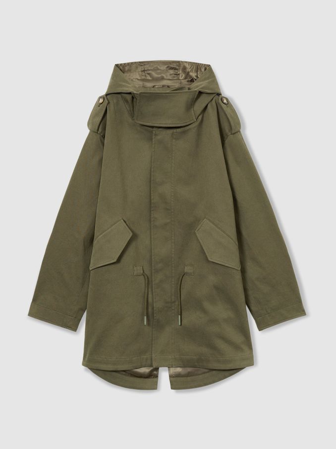 13-14 yrs Cotton-Blend Gabardine Utility Coat in Khaki (AA3754) | €72