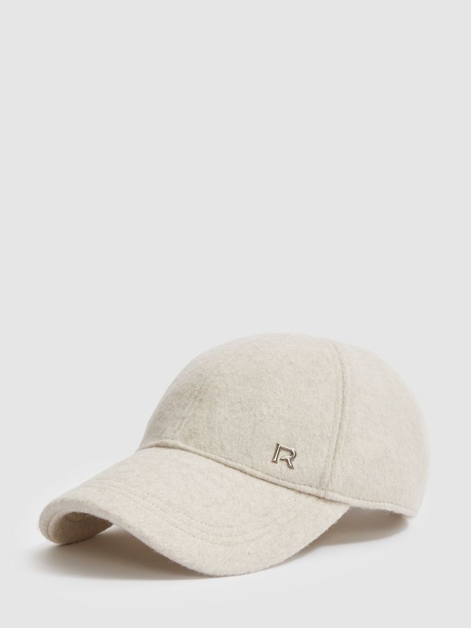 Wool-Blend Brushed Felt Cap in Oatmeal/Shiny Silver (AA3757) | €51