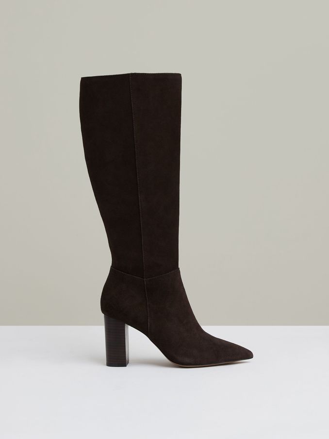 Block Heel Knee High Boots in Chocolate (AA3764) | €495