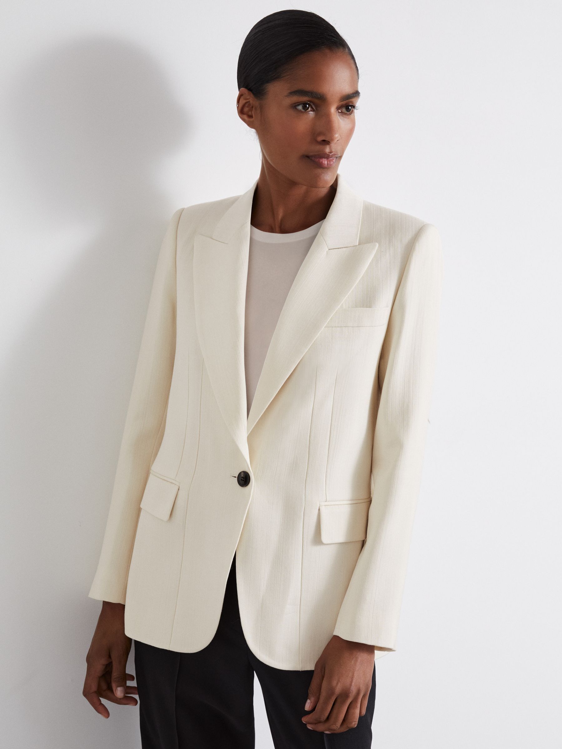 Atelier Single-Breasted Suit Jacket with Virgin Wool in Ivory (AA4565) | 761 SAR