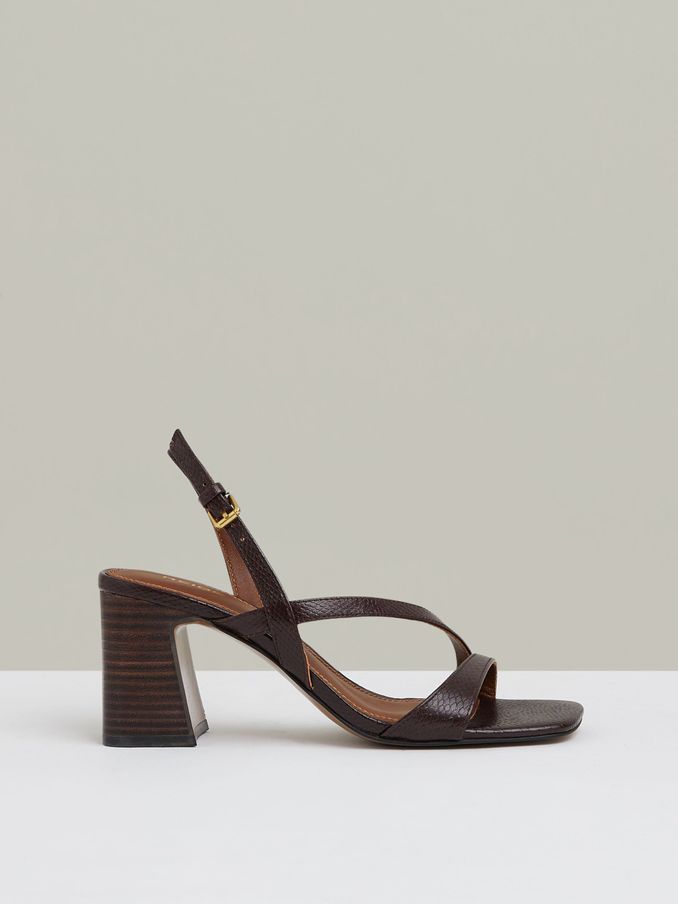 Strappy Leather Heeled Sandals in Chocolate (AA4566) | €195