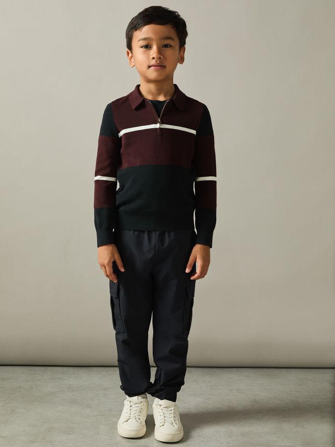 9-13 yrs Colourblock Half-Zip Slim-Fit Polo Shirt in Navy/Bordeaux/White (AA5001) | 60 €