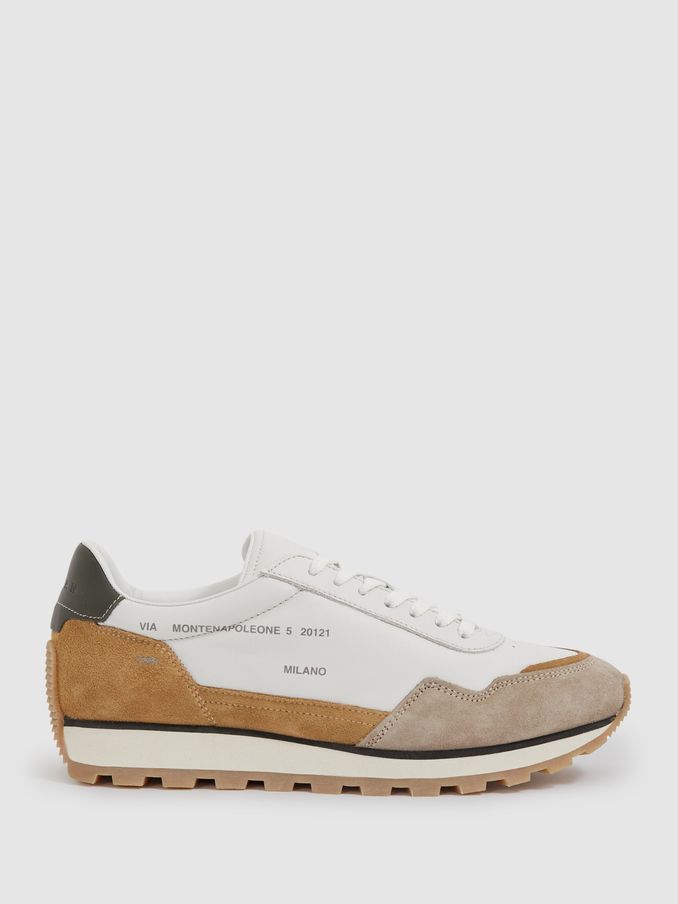Hogan Suede And Leather Panelled Trainers in White Multi (AA5002) | €260