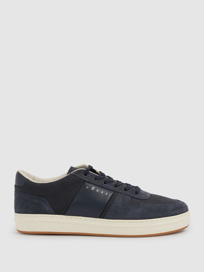 Hogan Leather And Suede Lace-Up Trainers in Black (AA5013) | US$318