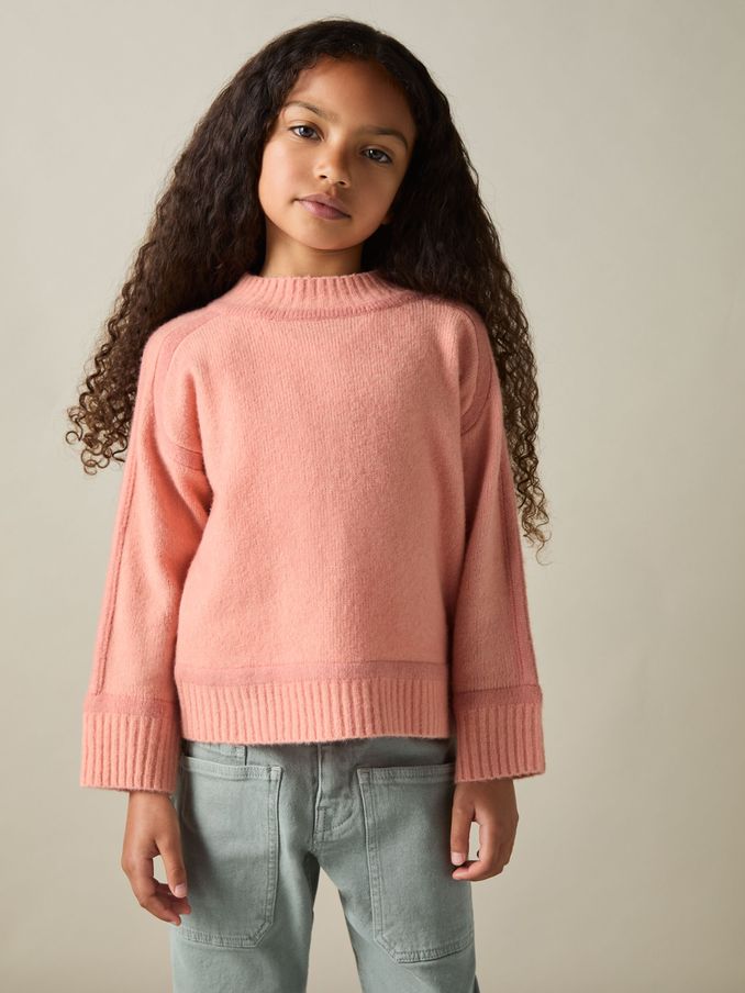 4-9 yrs Contrast Jumper with Wool in Pink (AA6699) | €36